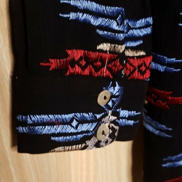 Etiquette Womens Black Tunic With Western Aztec Embroidery Large - Picture 4 of 7